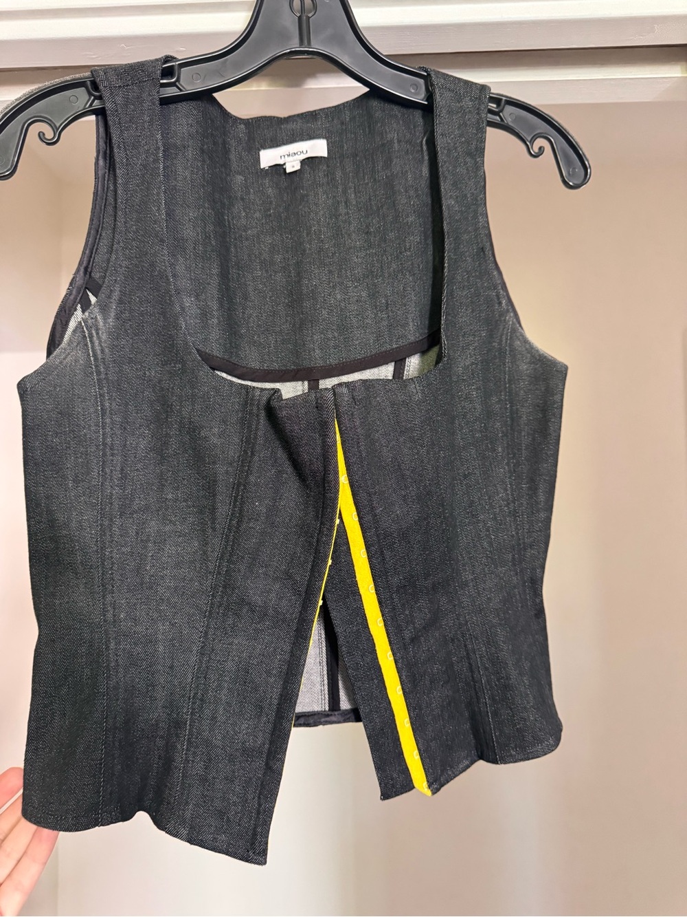 Miaou Black Denim Vest with Subtle Sheen
